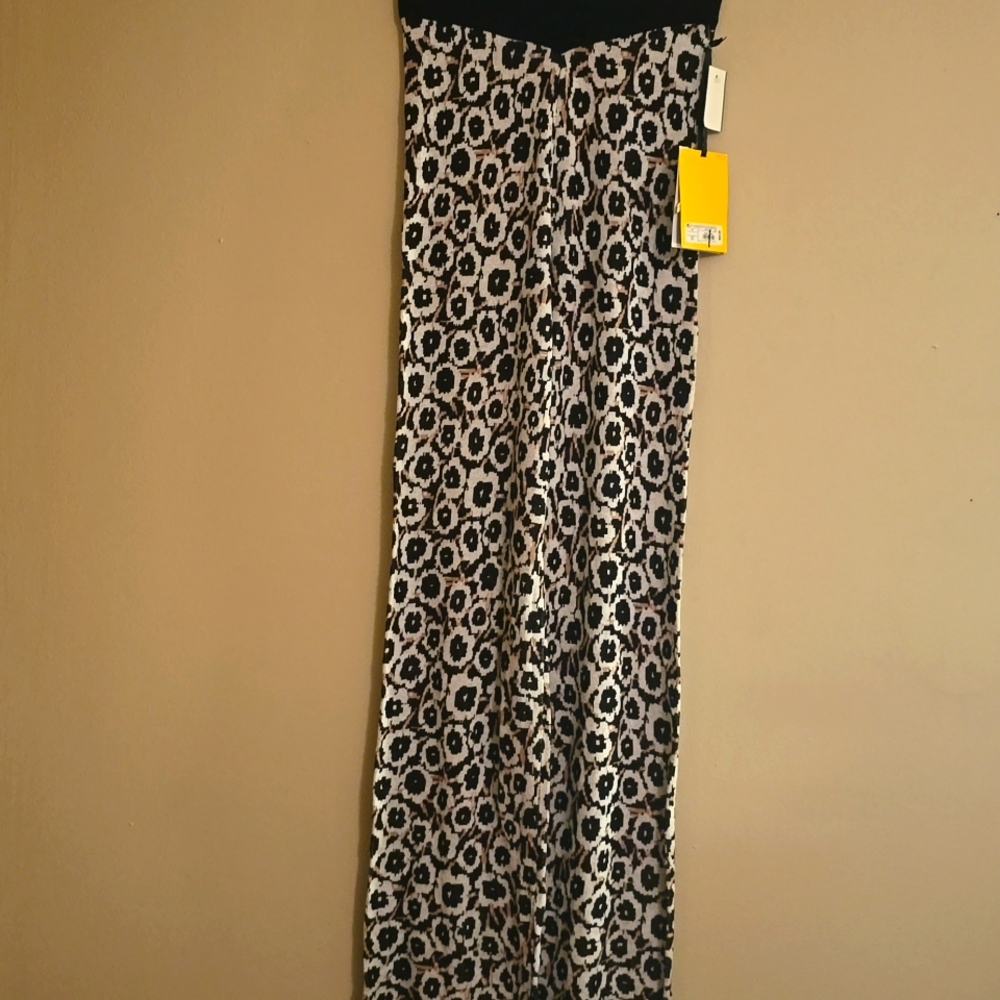 New Diane Von Furstenberg‎ Women's XXS Pull On Knit Loungewear Black Gold Pant